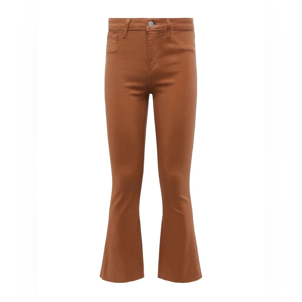 L’AGENCE KENDRA CROP FLARE JEANS IN JAVA COATED SIZE 25. WORN ONCE